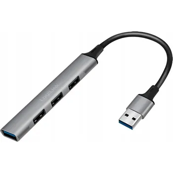 USB hub LogiLink USB 3.0 hub, 4 porty, kožený hliníkový design, 1x USB 3.0, 3x USB 2.0