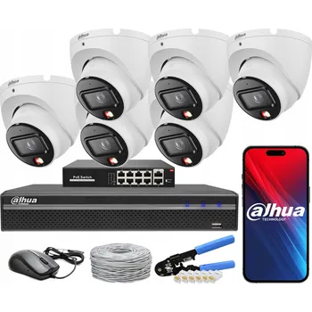 Bezpečnostní kamera Monitorovací sada Dahua se 6 kamerami 6 Mpx IPC-HDW1639T-A-IL-0280B-S6 PoE