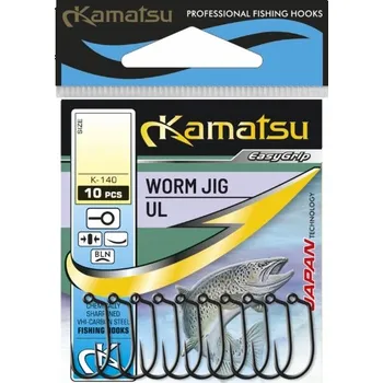 Rybářský háček Kamatsu Worm Jig UL K-140 Háčky s protihrotem 10 ks