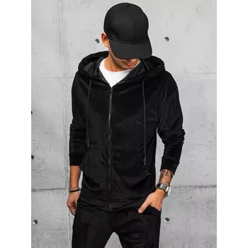 Pánská mikina Černá velurová mikina s kapucí a na zip BX5544 Velikost: L