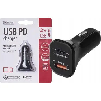 Nabíječka automobilová , USB typ C Emos 3000 mA