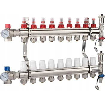 rozdělovač topení Rozdělovač pro podlahové topení X-HOME 9 okruhů mosazný chromovaný