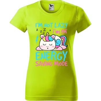 Dámské oblečení DOBRÝ TRIKO Dámské tričko s potiskem Not lazy Barva: Limetková, Velikost: XS