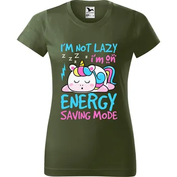 DOBRÝ TRIKO Dámské tričko s potiskem Not lazy Barva: Khaki, Velikost: 2XL