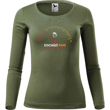 DOBRÝ TRIKO Dámské bavlněné triko Dochází pivo Velikost: 2XL, Barva: Khaki