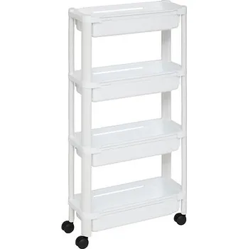 Obraz Regál na kolečkách, 4 police, bílý, 79 cm
