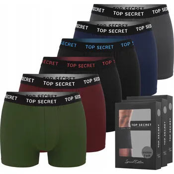 Boxerky TOP SECRET Pánské bavlněné boxerky Balení 6 Kusů Velikost M