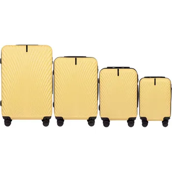Žlutá 4dílná sada skořepinových kufrů SWAN SN120-4, Set of 4 suitcases (L,M,S,XS) Wings ABS+, ICE CREAM Velikost: Sada kufrů