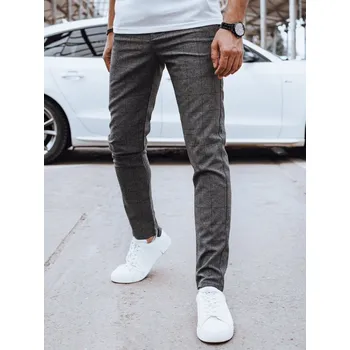 Pánské oblečení Tmavě šedé ležérní kárované kalhoty UX4406 Velikost: 33