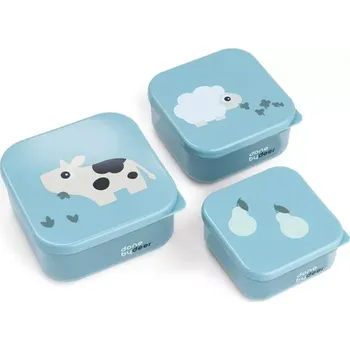 dětská jídelní sada DONE BY DEER svačinové boxy Tiny farm 3ks modrá