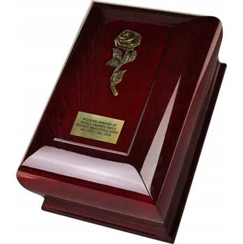 Smuteční dekorace Dřevěná urna na popel s růží, dřevěná pohřební urna pro lidský popel