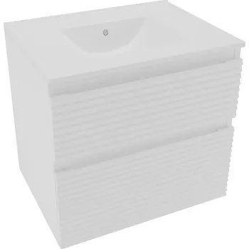 Koupelnový nábytek Koupelnová skříňka 2 zásuvková s umyvadlem Naturel Savona 58x53x44,8 cm bílá lesk SAVONA260BI