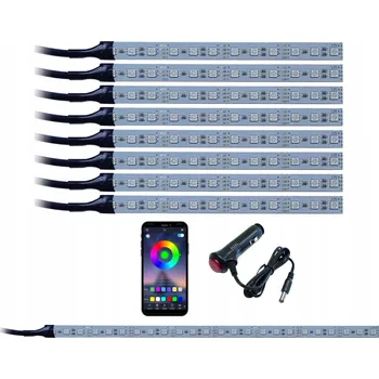 Osvětlení interiéru vozidel RGB LED osvětlení interiéru auta 8x12 LED s Bluetooth