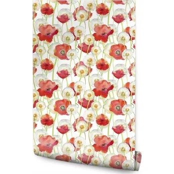 Fototapeta Tapeta do ložnice pampelišky vlčí máky květiny rostliny