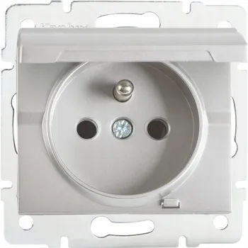 Elektrická zásuvka Nástěnná Elektrická Zásuvka s klapkou IP44 2p+Z Kanlux LOGI stříbrná 33493