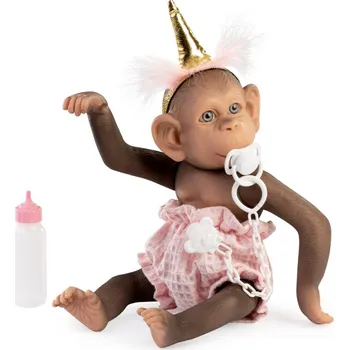 Panenka Realistická panenka opička Lulu 36cm Muñecas De Cuna - Pink Unicorn