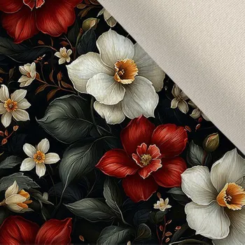 Látka samet / velvet ELIZA narcis na černé