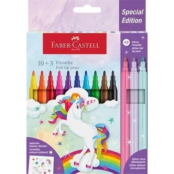 Faber Castell Fixy Unicorn, 10 barev + 3 třpytivé fixy, FABER-CASTELL 554213 542750