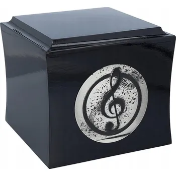 Smuteční dekorace Dřevěná urna s houslovým klíčem - Urna pro hudebníka s notami - Urna s notami