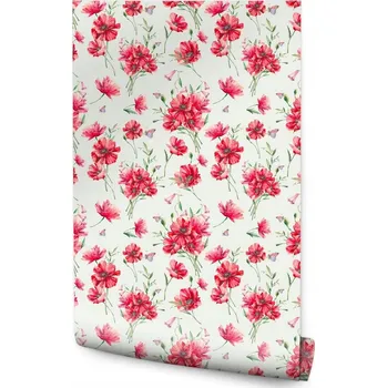 Fototapeta Tapeta do ložnice malované máky listy vintage