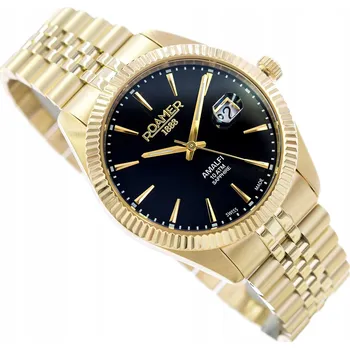 Hodinky Pánské hodinky Roamer křemenný sportovní zlatý černý 100 m