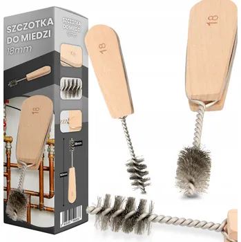 Drátěný kartáč Drátěný kartáč na měděné trubky Ø 18 mm s dřevěnou rukojetí | čisticí kartáč z z nerezové oceli pro průmyslové použití