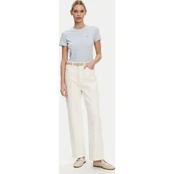 Pánské oblečení Tommy Hilfiger T-Shirt Slub WW0WW44433 Světle modrá Slim Fit 3XL