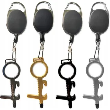 Bezkontaktní držák na dveře BRELOK HIGIENICZNY otvírák na klíče stříbrný