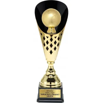 Zlato-černý LUXUSNÍ pohár s FIGURKOU Země Globus Ekologie 45 cm + GRAVÍROVÁNÍ