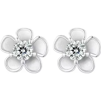 Náušnice For Silver Náušnice s Moissanitem 0,1ct Květ - Stříbro 925