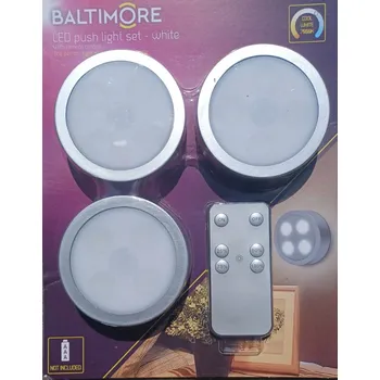 Nástěnné svítidlo BEZDRÁTOVÉ LED SVĚTLA S DÁLKOVÝM OVLADAČEM POD SKŘÍŇKY BALTIMORE 3 KS STMÍVATELNÉ