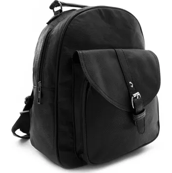 Městský batoh Černý dámský stylový batoh se stříbrným kováním Thalasa