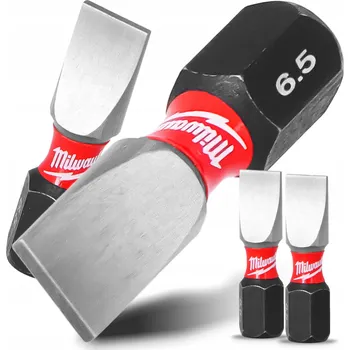 Bit 2x Rázový bit MILWAUKEE SL6 25 mm MAGNETICKÝ ŠROUBOVACÍ BIT plochý