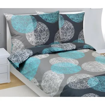 Povlečení Bellatex s.r.o. BX1001262 Tyrkysová,Šedá 140 x 220, 70 x 90 cm zip