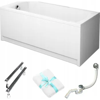 Vana Obdélníková vana Cersanit Korat 160x70 cm + bílý panel, sifon, nožičky, držák na ručník