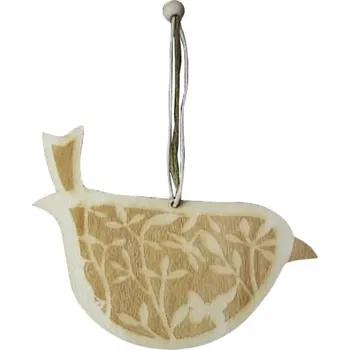 Obraz Hnědý Dřevěný Ptáček Závěsná Dekorace 11x8.5cm JARNÍ OZDOBA