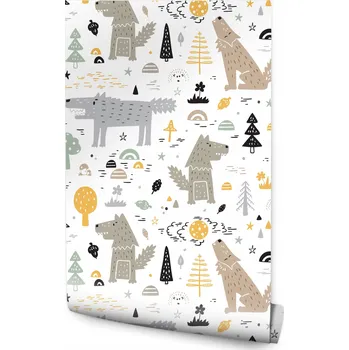 Fototapeta Tapeta do dětského pokoje vlci les stromy Příroda