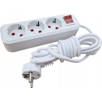 Napájecí kabel PRODLUŽOVACÍ KABEL ZÁSUVKOVÁ LIŠTA S VYPÍNAČEM 3 ZÁSUVKY 3 METRY