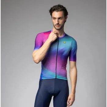cyklistický dres ALÉ Cyklistický dres s krátkým rukávem - AURORA PR-E - růžová/modrá/tyrkysová