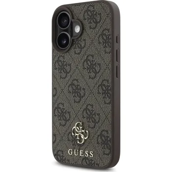 Zadní kryt Guess PU 4G Small Metal Logo MagSafe pro Apple iPhone 16, hnědá