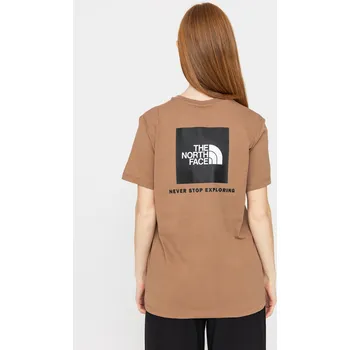 Dámské tričko The North Face Box Nse Relaxed (latte/tnf white) M, hnědá