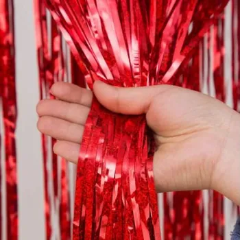 ČERVENÝ holografický ZÁVĚS samolepicí 1x2 m Valentýn závěs