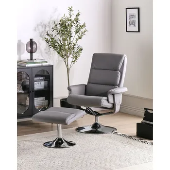Křeslo Polohovací křeslo šedé s podnožkou Umělá kůže čalouněné kovový rám Vyhřívané masážní funkce Retro design Beliani