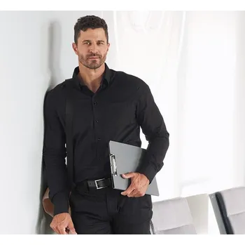 Pánská košile e.s. Business košile cotton stretch, comfort fit velikost 49 černá Strauss Pracovní oblečení