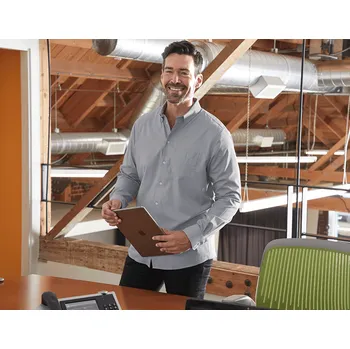 Pánská košile e.s. Business košile cotton stretch, comfort fit velikost 42 mlhavě šedá Strauss Pracovní oblečení