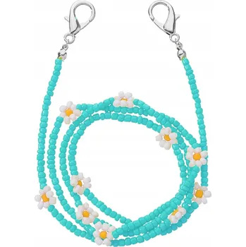 Řetízek Řetízek ozdobný na brýle korálky květiny kvítky mátový pastelový