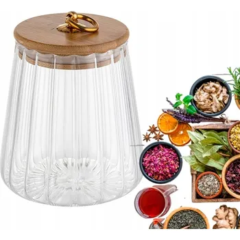 Dóza na potraviny SKLENĚNÁ NÁDOBA do kuchyně 750 ml dekorativní na potraviny, cukr, sůl, čaj