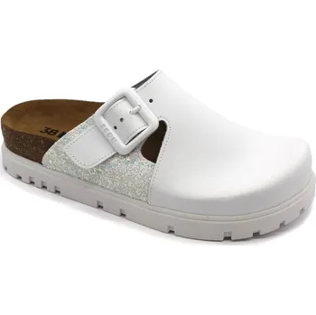 Dámská zdravotní obuv Leon 6005 Dámské korkové pantofle na platformě - Bílá Velikost: 38
