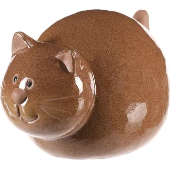 Keramická dekorace Kočka, 18 x 13 x 12 cm, hnědá, 18 cm