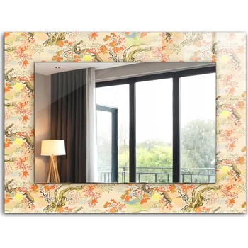Zrcadlo Nástěnné zrcadlo s rámem z tvrzeného skla XXL 80x60 cm Japonská zahrada